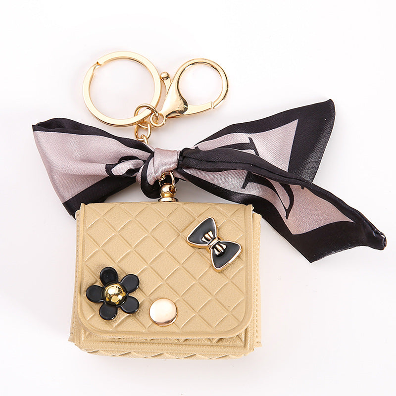 Wholesale Reduced Silk Scarf Bluetooth Headset Bag Leather Coin Purse Mini Keychain
